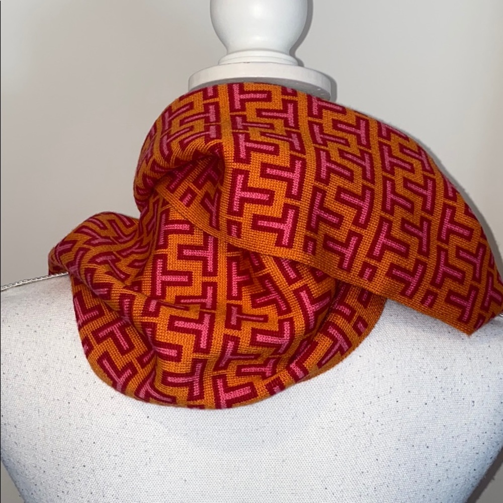 Orange and pink Tory Burch scarf - Picture 2 of 5